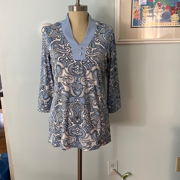 Sport Haley Tunic Top Beach Cover Up Rhinestone Buttons Size Medium - Picture 1 of 7